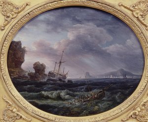 Naufrágio (óleo sobre madeira) de Claude Joseph Vernet